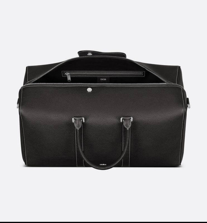 Dior Lingot 50 Duffle Bag In Black Grained Calfskin