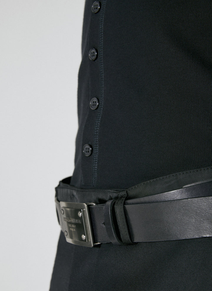 Dolce & Gabbana Men Logo Plaque Leather Belt
