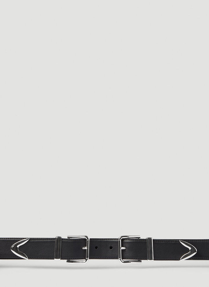Dolce & Gabbana Men Double Buckle Leather Belt