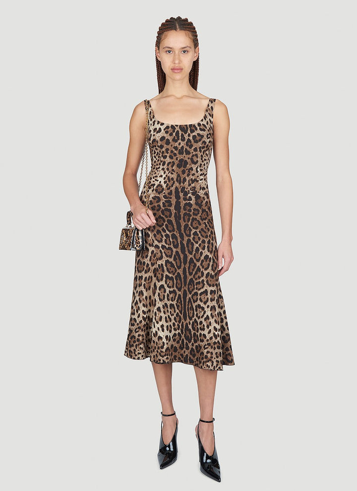 Dolce & Gabbana Women Leopard Print Midi Dress