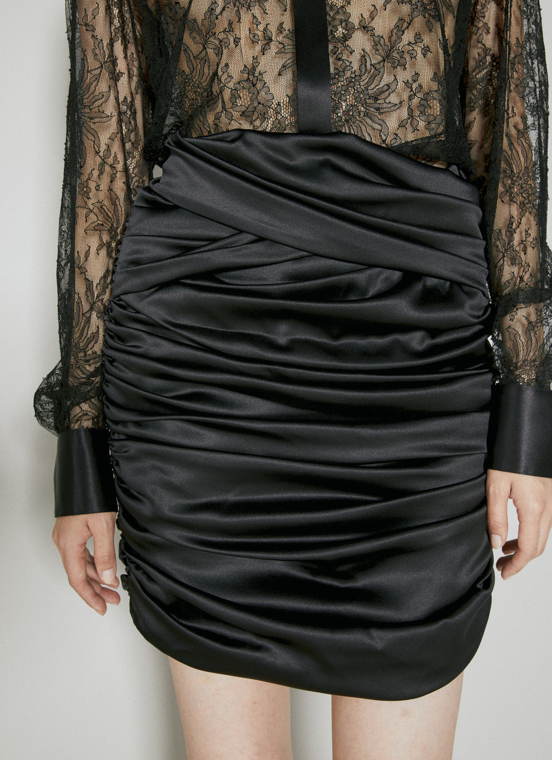 Dolce &amp; Gabbana Women Ruched Silk Mini Skirt
