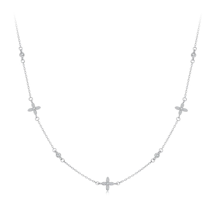 925 Sterling Silver White Gold Plated CZ Pendant Necklace for Women