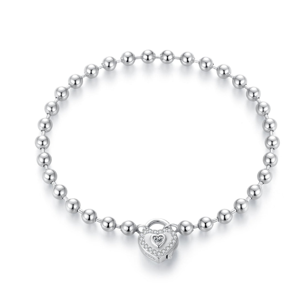 925 Sterling Silver White Gold Plated 17cm Bracelet with CZ Paved Setting for Women