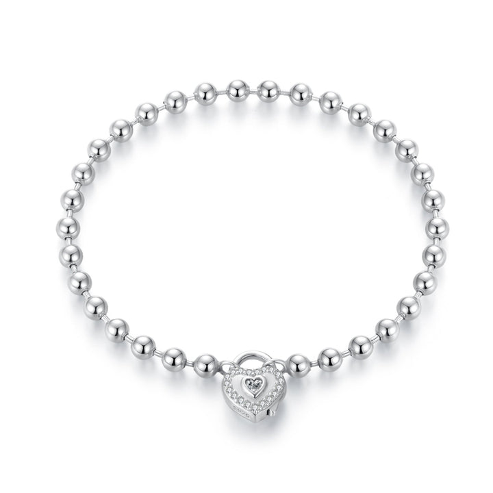 925 Sterling Silver White Gold Plated 17cm Bracelet with CZ Paved Setting for Women