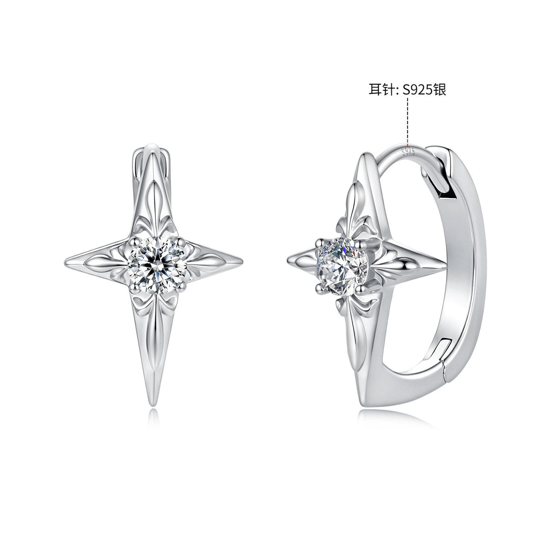 925 Sterling Silver White Gold Plated CZ Pavé 1.5 x 1.0 cm Hoop Earrings for Women