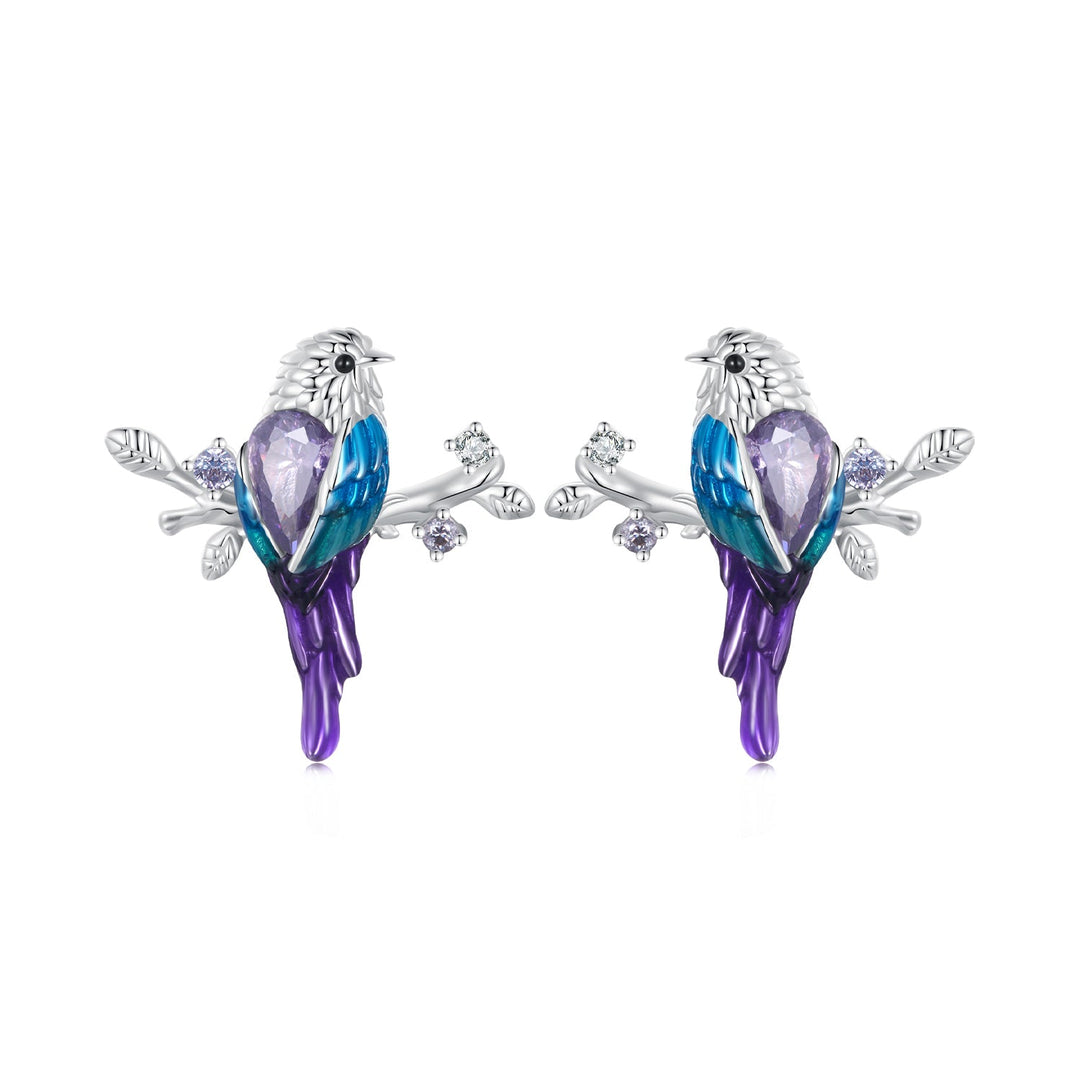 925 Sterling Silver Enamel Process Pavé Setting CZ Earrings