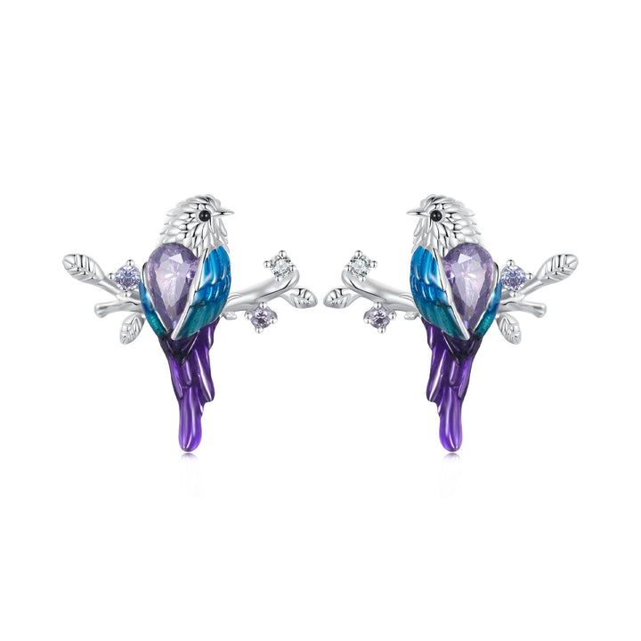 925 Sterling Silver Enamel Process Pavé Setting CZ Earrings