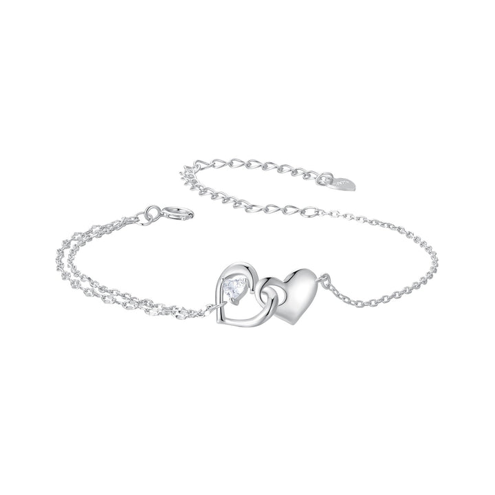 925 Sterling Silver Bracelet with Pave Setting CZ and White Gold Plating
