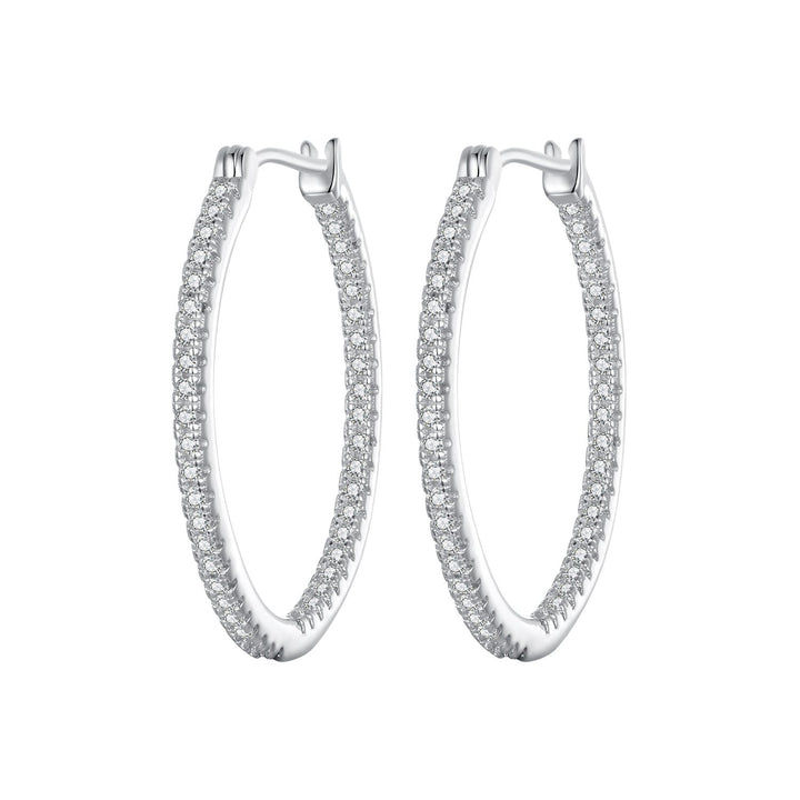 925 Sterling Silver Earrings with Pave Setting CZ in White Gold for Women