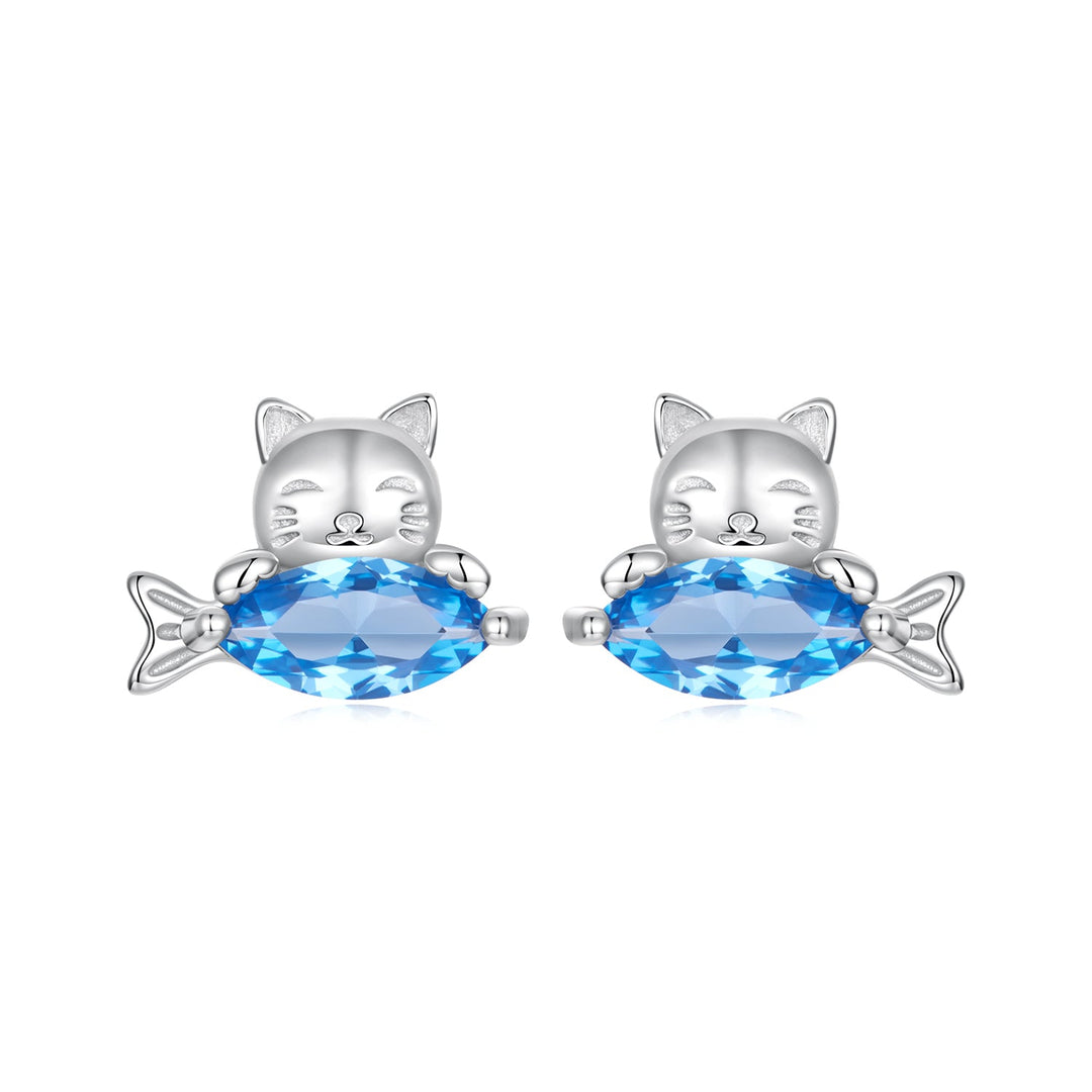 925 Sterling Silver 0.8cm White Gold Plated CZ Earrings for Women