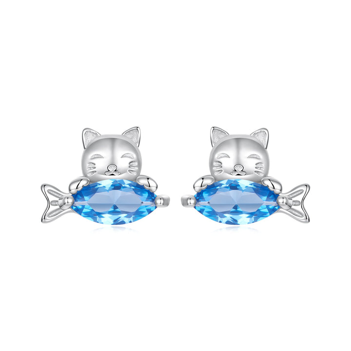 925 Sterling Silver 0.8cm White Gold Plated CZ Earrings for Women