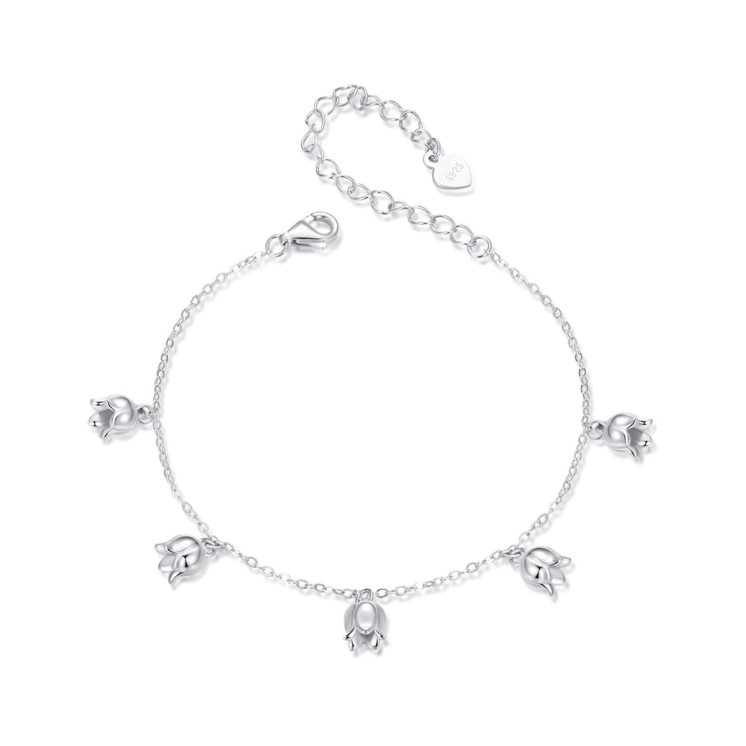 925 Sterling Silver Plated White Gold 12x41mm Pendant Bracelet