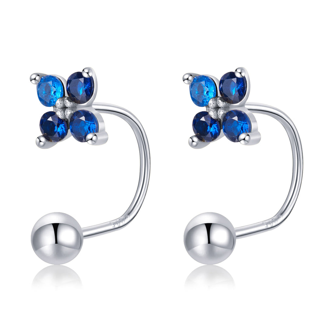 925 Sterling Silver Earrings with Pavé CZ &amp; Platinum Plating for Women
