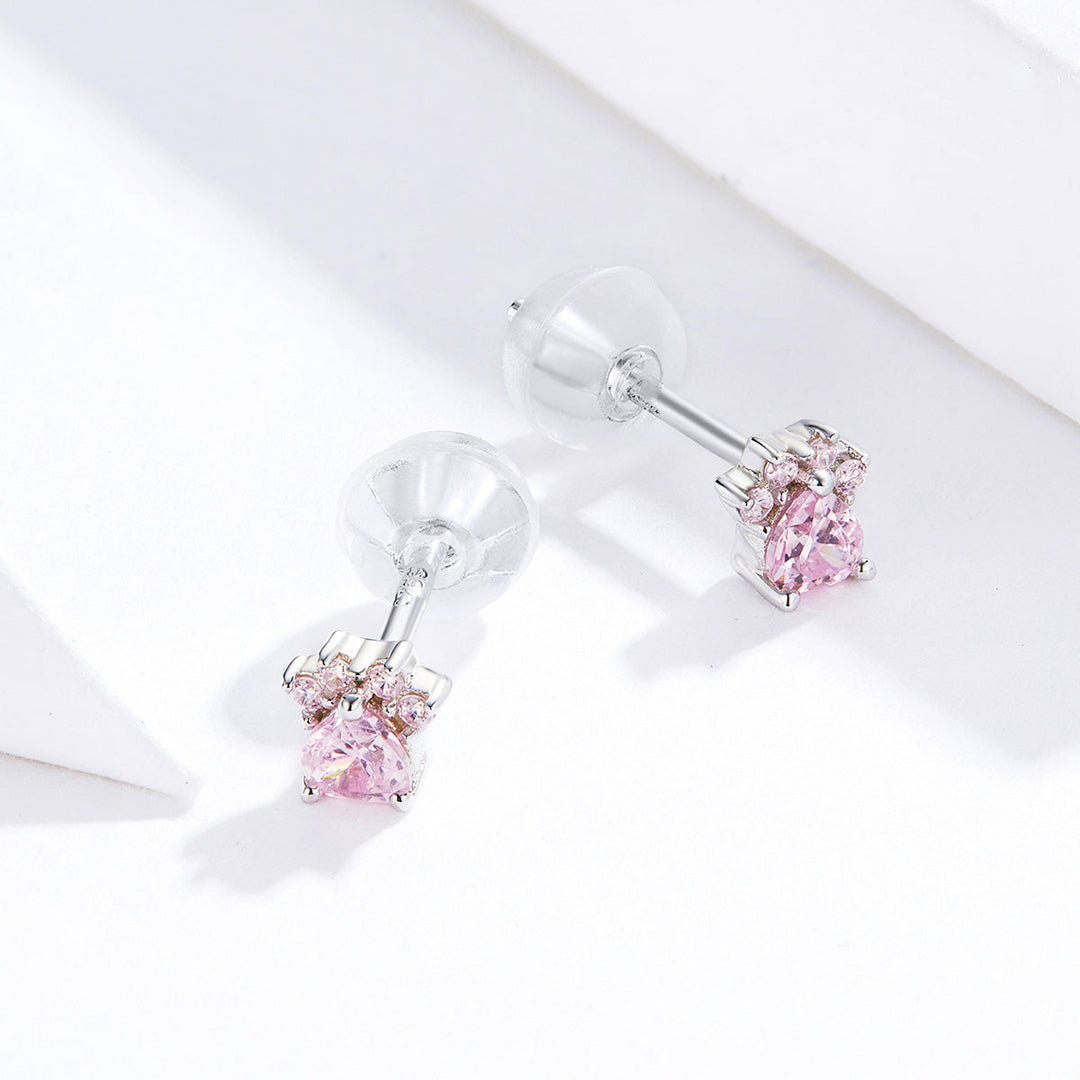 925 Sterling Silver Earrings with Plated Platinum and Pavé Set CZ, 0.4cm for Women