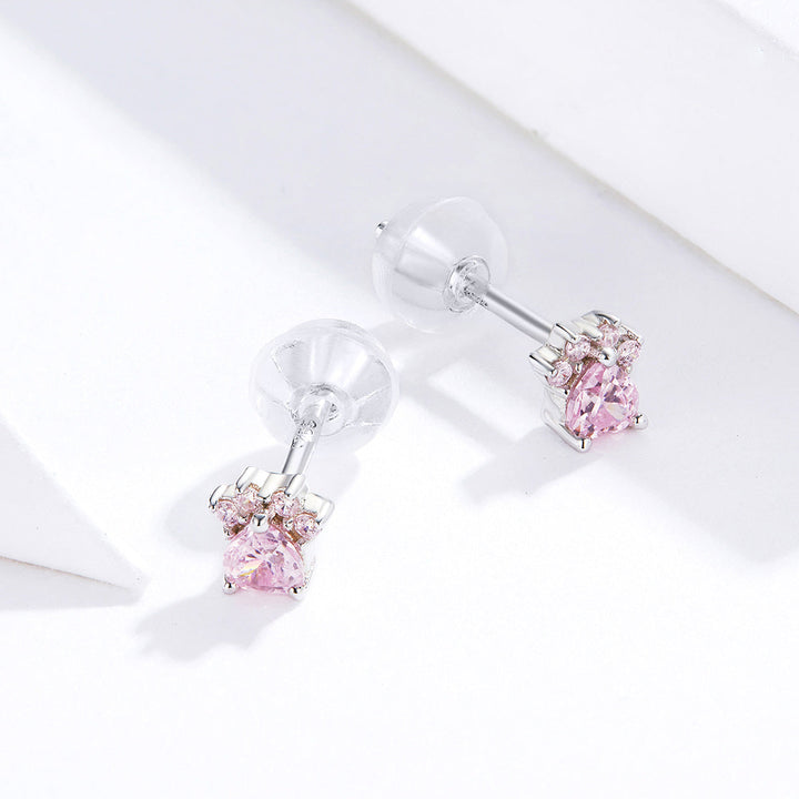 925 Sterling Silver Earrings with Plated Platinum and Pavé Set CZ, 0.4cm for Women