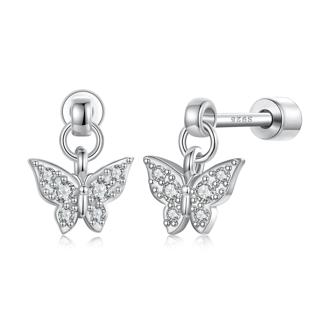 925 Sterling Silver White Gold Plated Earrings with CZ