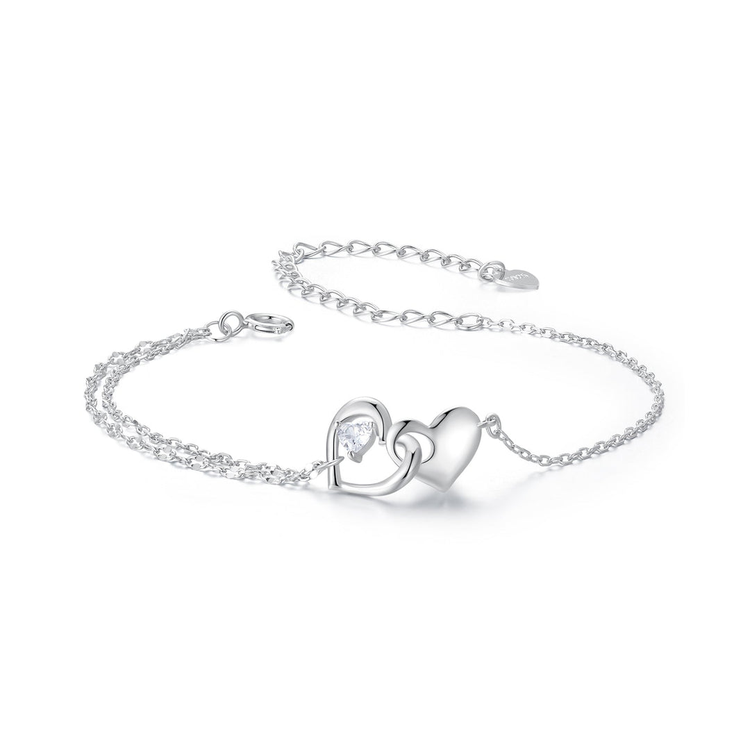 925 Sterling Silver Bracelet with Pave Setting CZ and White Gold Plating