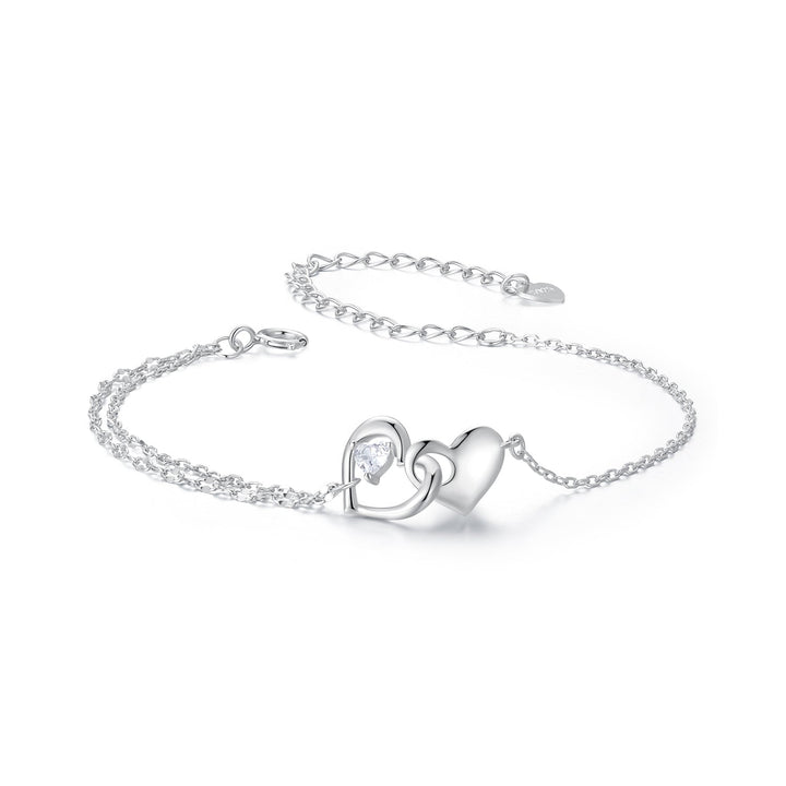 925 Sterling Silver Bracelet with Pave Setting CZ and White Gold Plating