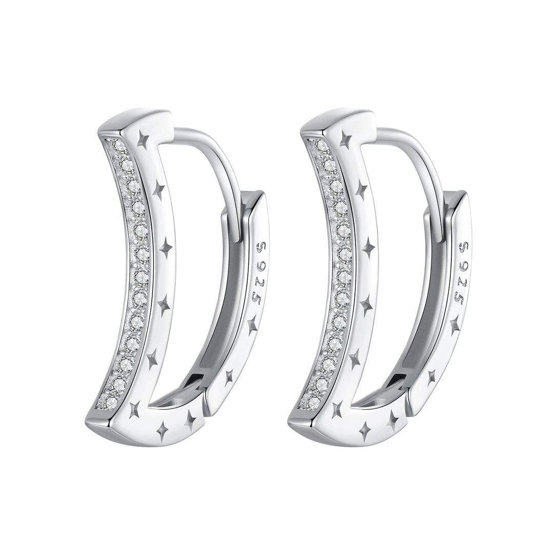 925 Sterling Silver Pave Setting CZ White Gold Plated Earrings for Women