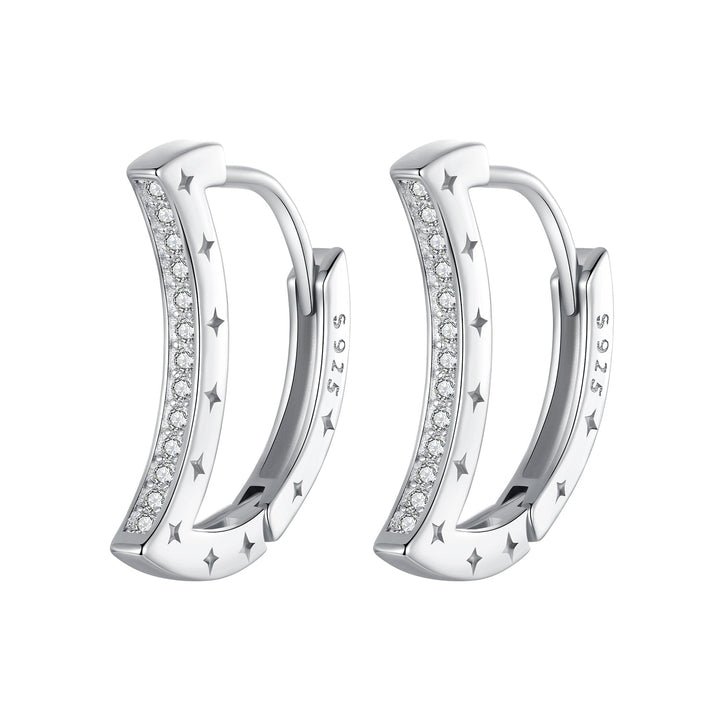 925 Sterling Silver Pave Setting CZ White Gold Plated Earrings for Women