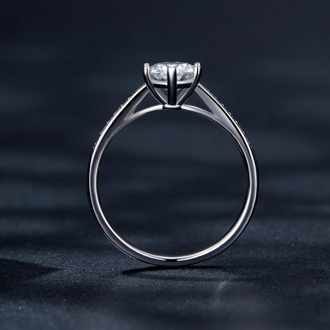 925 Sterling Silver Moissanite &amp; CZ Ring Size 6 for Women