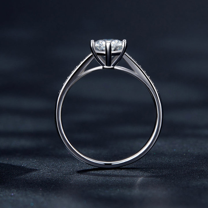 925 Sterling Silver Moissanite &amp; CZ Ring Size 6 for Women