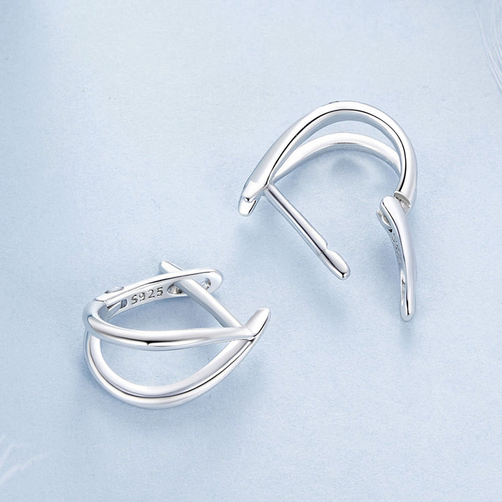 925 Sterling Silver Earrings 1.2x0.6cm with White Gold Plating for Women