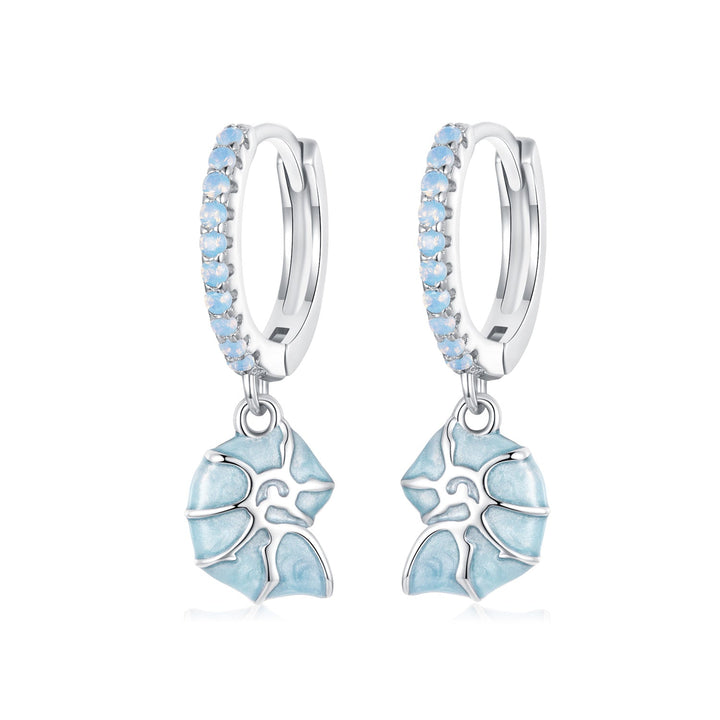 925 Sterling Silver Earrings with Nano Opal Stone and Enamel - 22x8mm