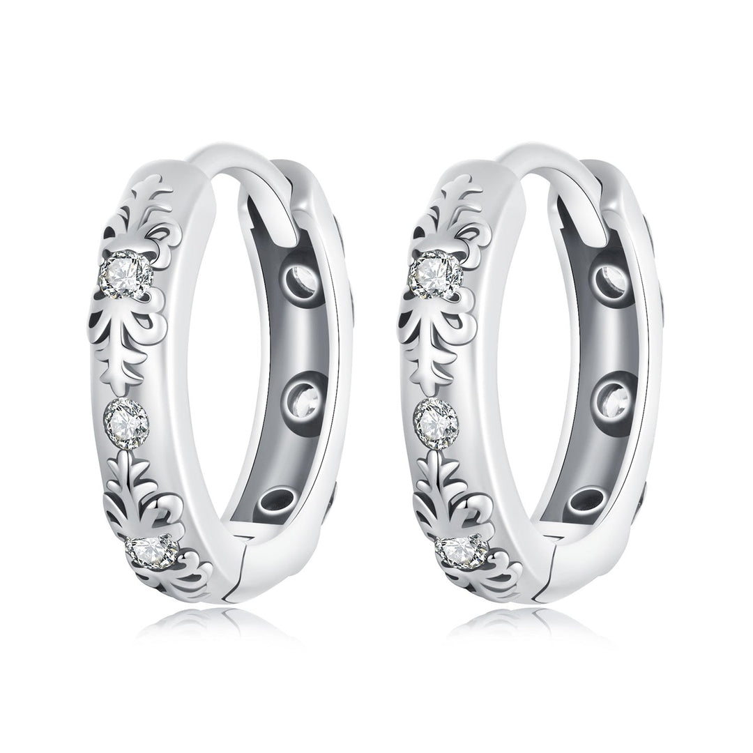 925 Sterling Silver Earrings with Oxidized Finish and Pavé Setting CZ for Women