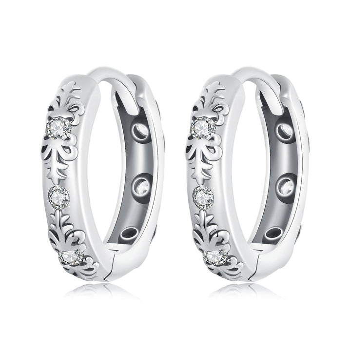 925 Sterling Silver Earrings with Oxidized Finish and Pavé Setting CZ for Women