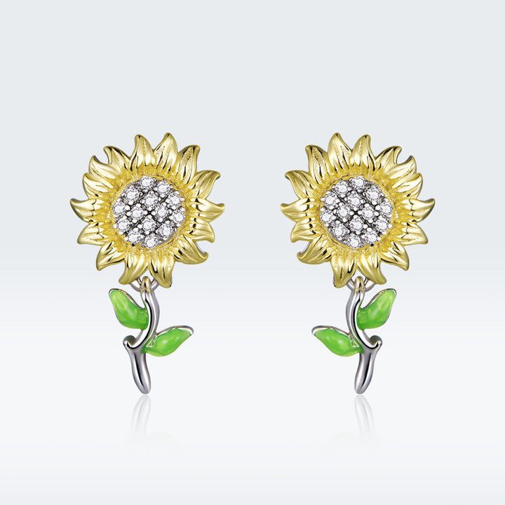 925 Sterling Silver Plated Gold Earrings with Enamel Process