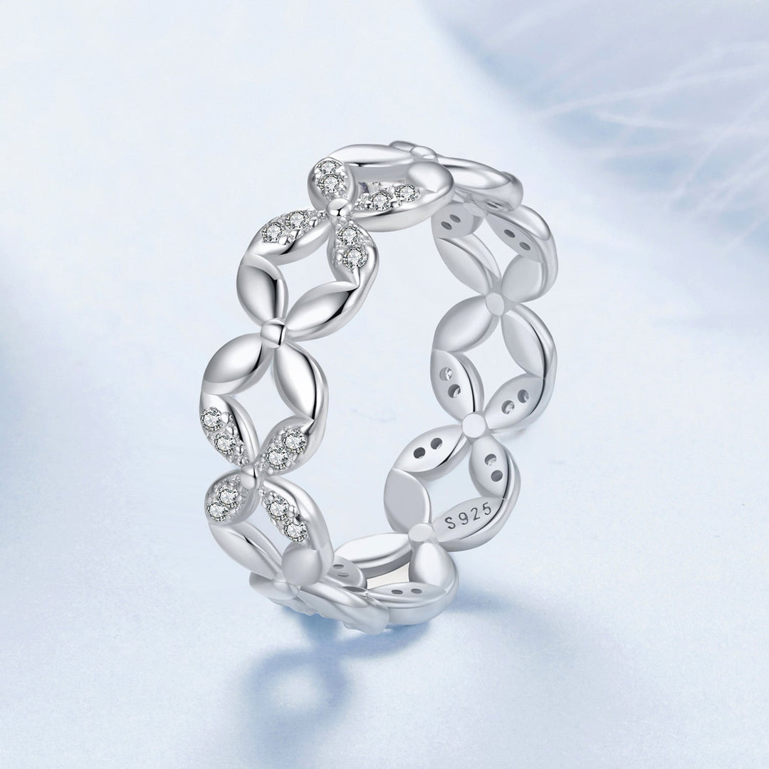 925 Sterling Silver White Gold Plated 0.6cm Ring Size 6 for Women