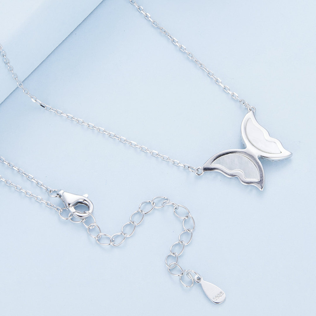 S925 Sterling Silver Plated Nacre &amp; CZ Necklace, 40+5cm for Women