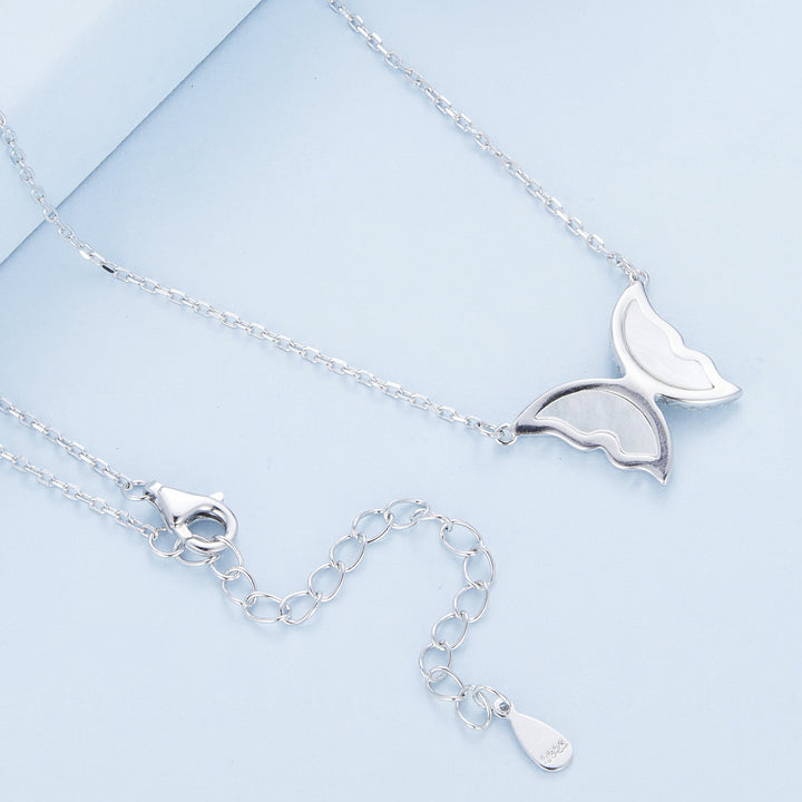 S925 Sterling Silver Plated Nacre &amp; CZ Necklace, 40+5cm for Women