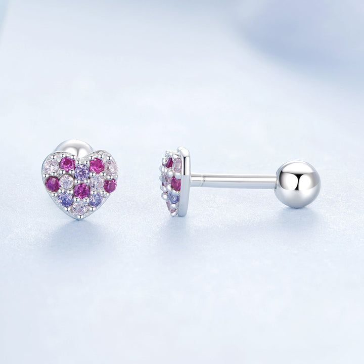 925 Sterling Silver Earrings with Pavé Setting CZ in White Gold for Women