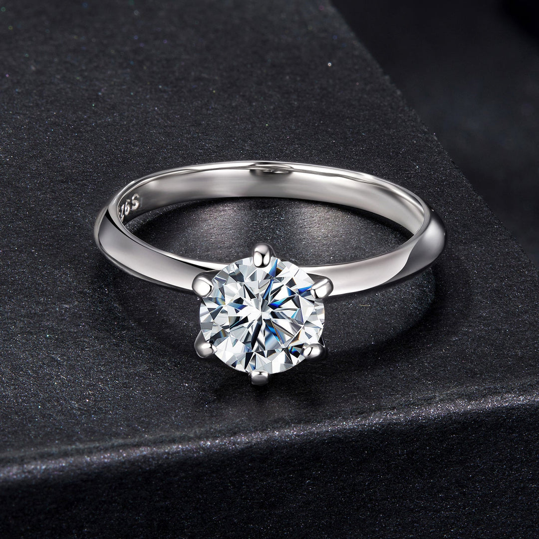 925 Sterling Silver Moissanite 1 Carat Ring Size 6