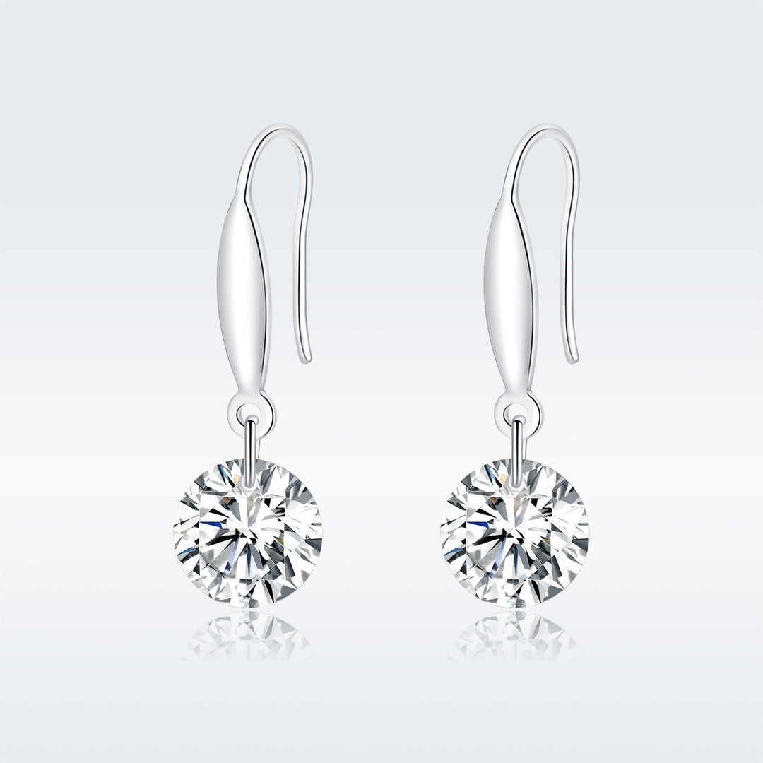 S925 Sterling Silver Earrings 2.6x0.8cm Plated Platinum with Pavé Setting CZ for Women