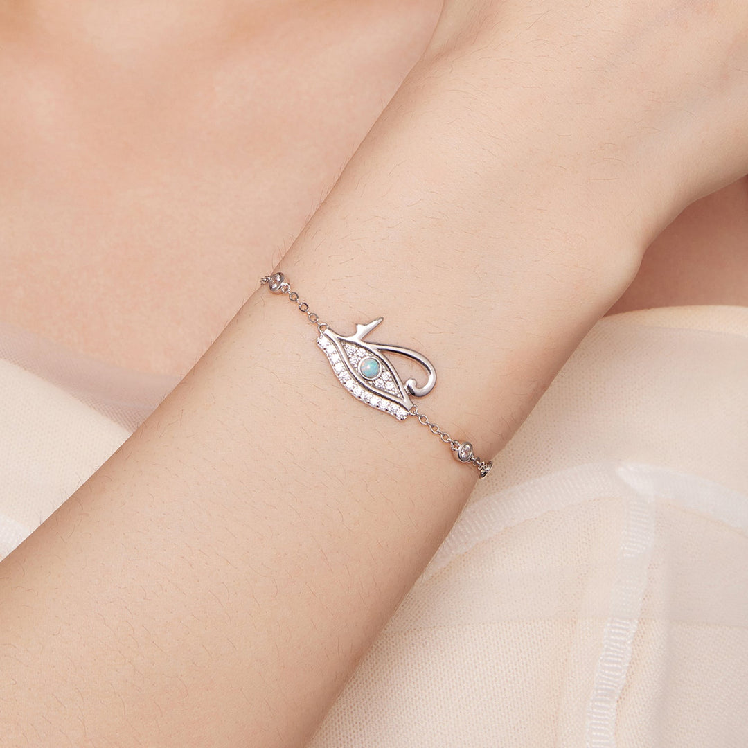 925 Sterling Silver Pavé Setting CZ &amp; Translucent Opal Bracelet 160+50mm for Women