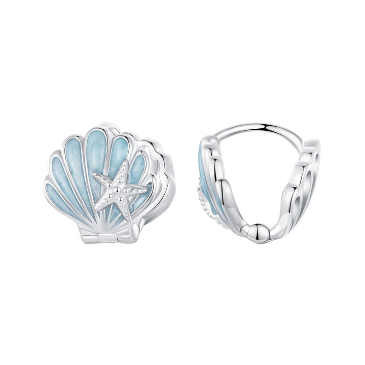 925 Sterling Silver White Gold Plated Enamel Earrings for Women 11x11mm