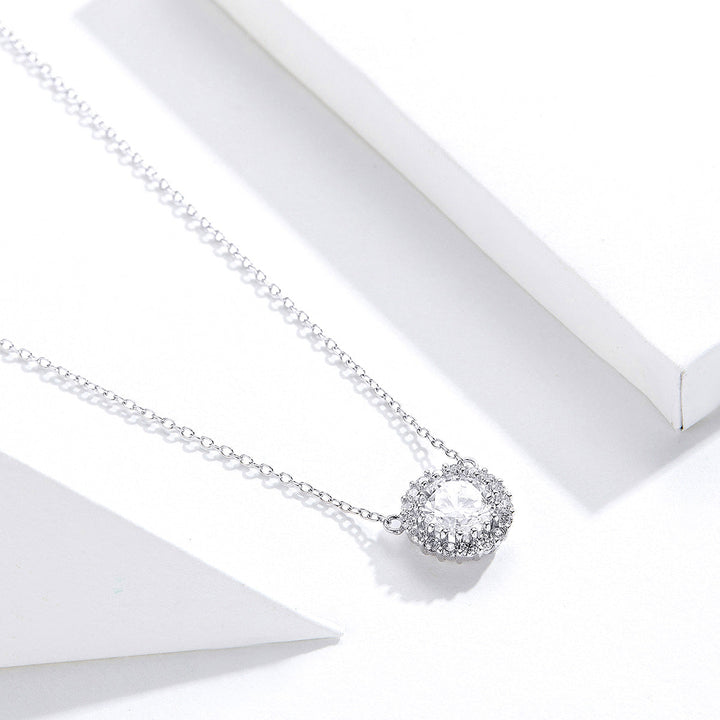 925 Sterling Silver Plated Platinum 49cm Pavé Setting CZ Necklace for Women