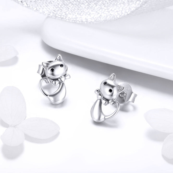 925 Sterling Silver Earrings with Pavé Setting in Oxidized Finish