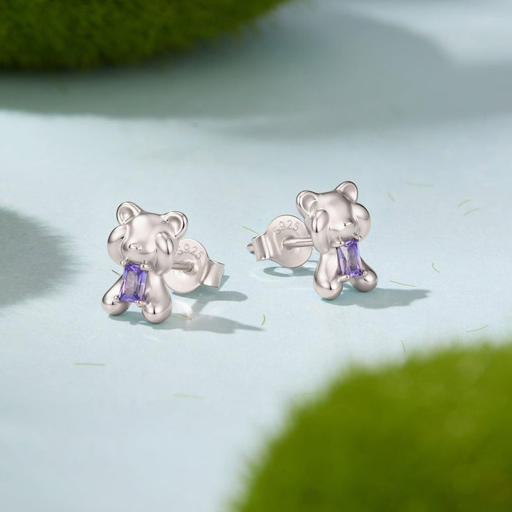 925 Sterling Silver White Gold Plated 0.9 x 0.6 cm Pavé CZ Earrings for Women