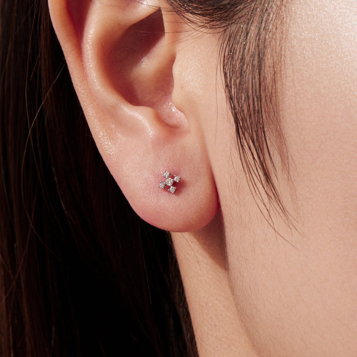 925 Sterling Silver Moissanite Earrings White Gold Plated 0.5cm for Women