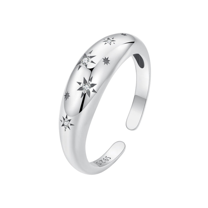 925 Sterling Silver Ring with Pavé Setting CZ, Width 2.2-5.8mm, Oxidized Silver, Women&