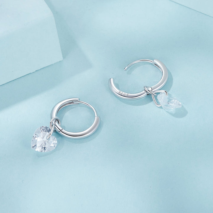 925 Sterling Silver Earrings with Pavé Setting CZ and White Gold Plating for Women