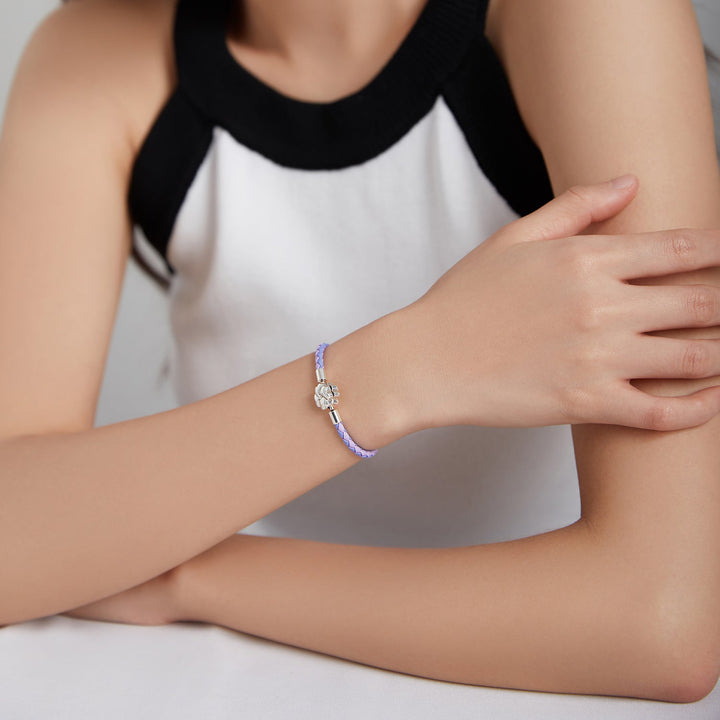 925 Sterling Silver Oxidized Silver Leather 17cm Bracelet