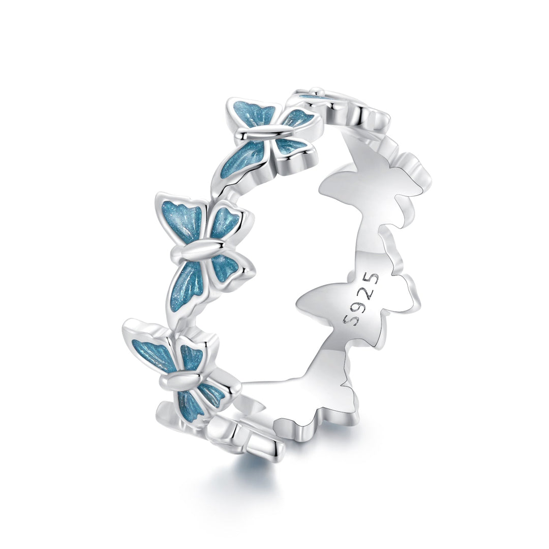 925 Sterling Silver Enamel Ring Size 6 for Women