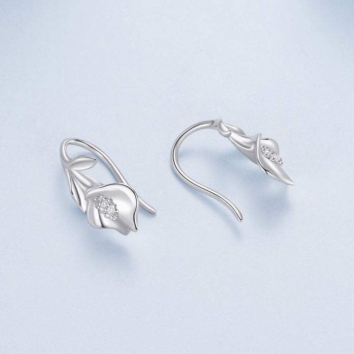 925 Sterling Silver Earrings with White Gold Plating and CZ