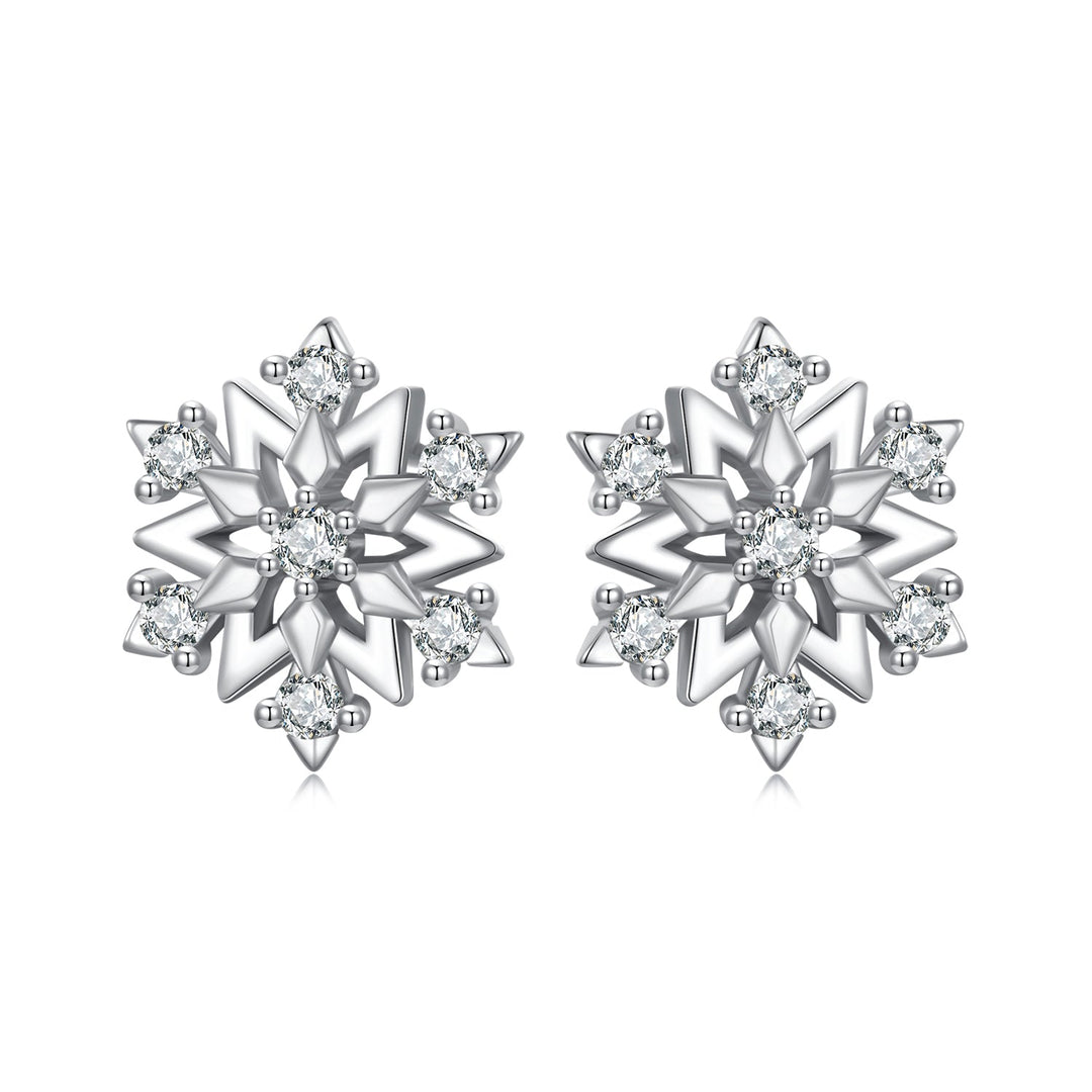 925 Sterling Silver Earrings with Pavé Setting CZ and White Gold Plating