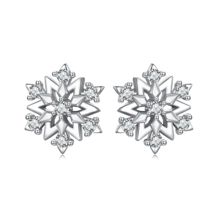 925 Sterling Silver Earrings with Pavé Setting CZ and White Gold Plating